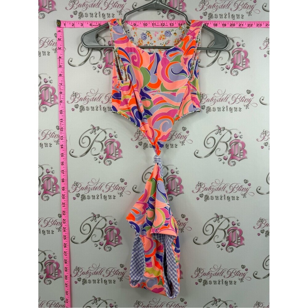 Maje swimsuit reversible one piece Multicolor Swirl Pink, Orange, Purple, Green